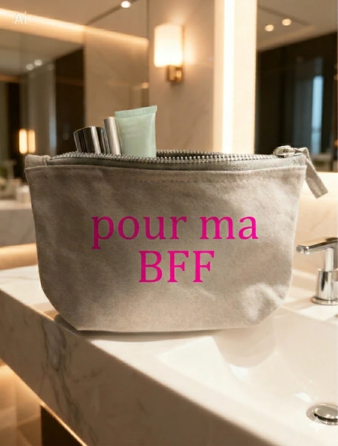 trousse de maquillage grise personnalisable