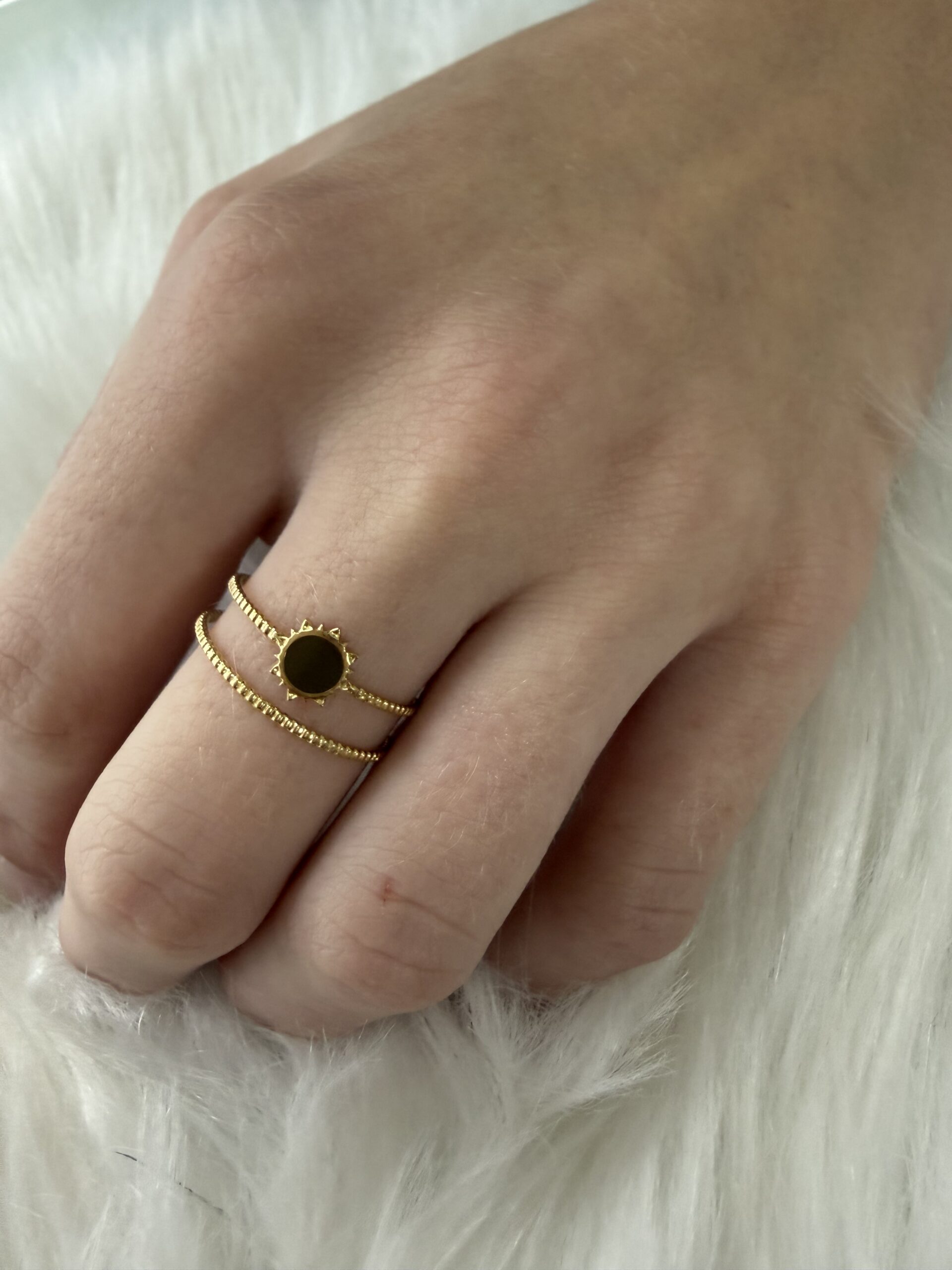 Double Bague Dorée ornement marron Nakupenda