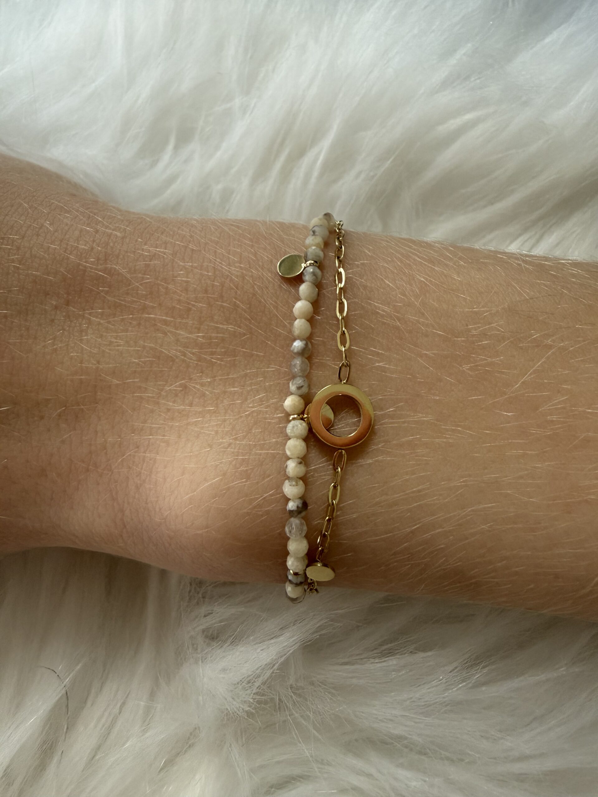 Double Bracelet perles et chaines Nakupenda