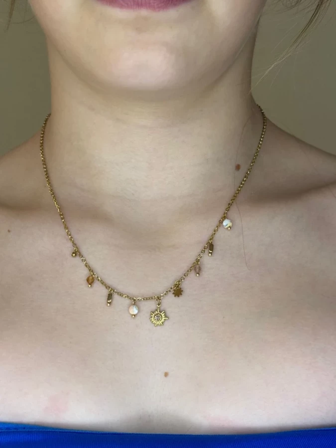 Collier parsemé de pierres beige marron Nakupenda