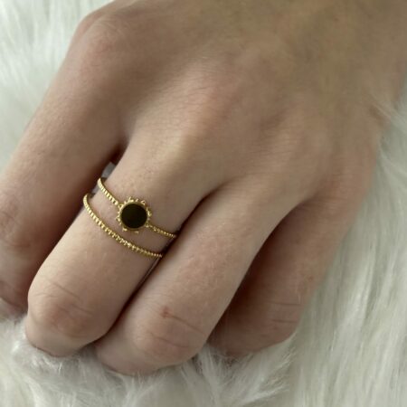 Double Bague Dorée ornement marron Nakupenda
