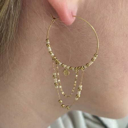 Créoles dorées avec chaines pendantes Nakupenda