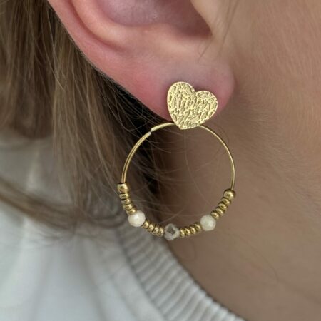 Boucles d'oreilles pendantes dorées avec coeur Nakupenda