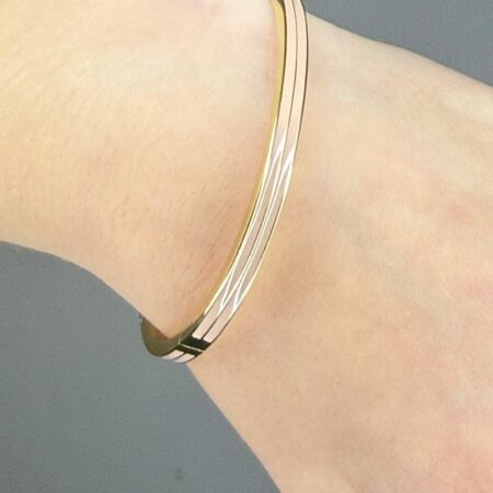 Bracelet jonc doré et beige Nakupenda